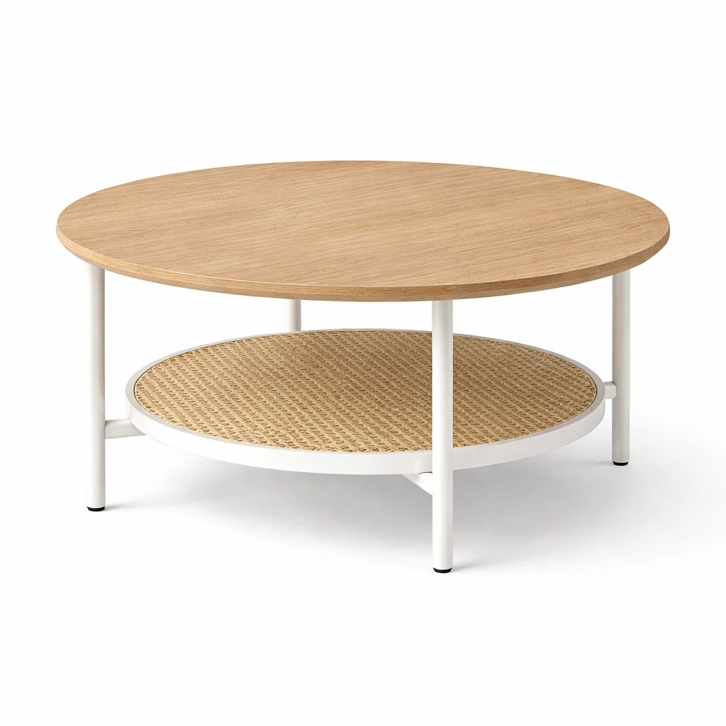 mesa de centro redonda con estante inferior-dwellirae